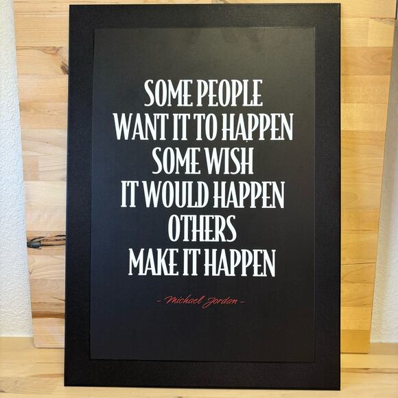 Michael Jordan Black Metal Displate Framed Quote 18x13 - Picture 1 of 4